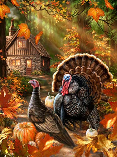 Thanksgiving Puzzle Autumn Leaves Pumpkin Turkey Puzzle 500 Piece Jigsaw Puzzle for Adults for Adults & Kids & Family Relaxation & Home Wall Decor