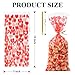 Valentine Treat Bags, 50 Pcs Valentines Cellophane Treat Bags, Heart Prints Clear Candy Cookie Goodies Gift Bags with 50Pcs Twist Ties for Wedding Mother's Day Party Favor Supplies, 5 Styles