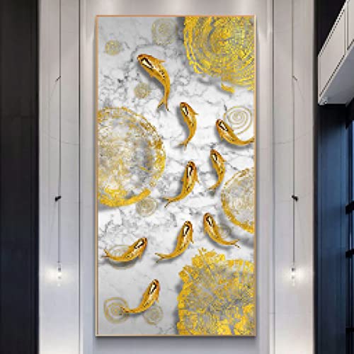 Affiche carpe koï dorée style chinois pour créer une ambiance zen dans votre bureau