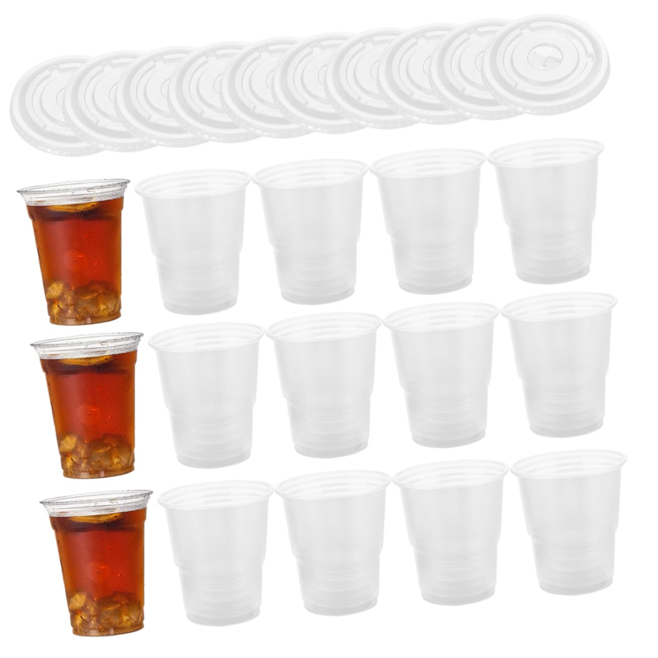Beavorty 50 Sets Disposable Drink Cup Iced Coffee Cups with Lids Smoothie Cup Dessert Cups Clear Coffee Mug Coffee Mugs with Lids Cool Coffee Cup Coffee Glasses Drinks Decorate Pp re-usable
