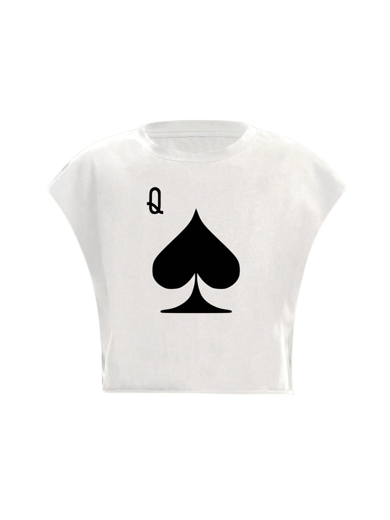 GORGLITTER Women's Graphic Print Cap Sleeve Crop Top Casual Round Neck Short Sleeve T-Shirt