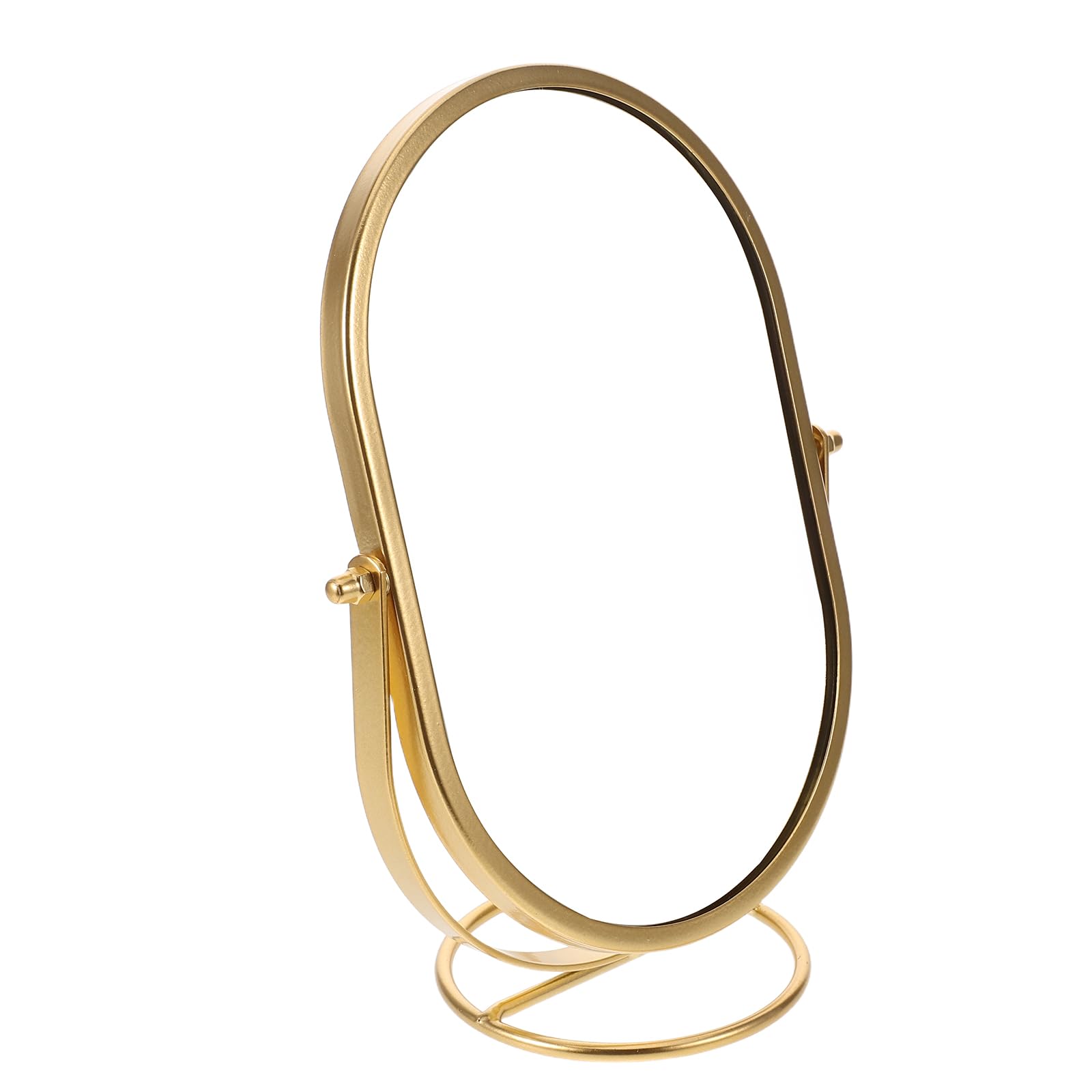 Miroir de maquillage rotatif petit format avec support métallique doré 360