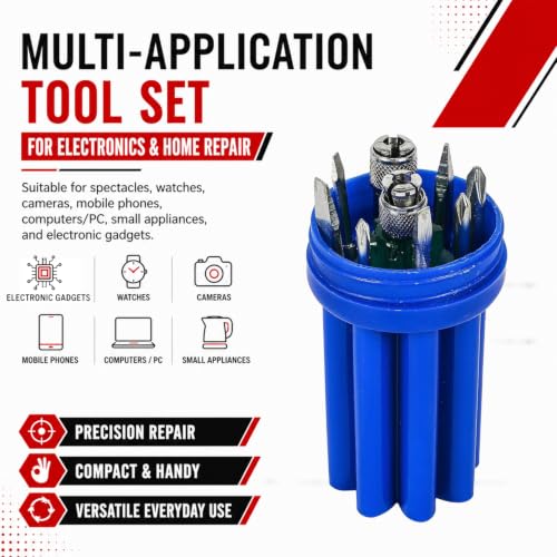 Image of Spartan BS-02 8-in-1 Pc Screw Driver Kit With 3 Flat Blades, 3 Phillips Head, 1 Round Poker Bar, Extension Rod| Multi-purpose Tool Set