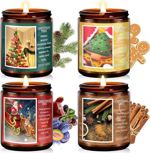 Christmascandleset4packchristmasscentedcandleholidaycandlegiftssoycandleshomescentedchristmasgiftforwomenandmenchristmasscentsofchristmastreespicecookieseve  Urban Country Home Decor Christmas candle set 4pack christmas scented candle holiday candle gifts soy candles home scented christmas gift for women and men christmas scents of christmas treespicecookieseve  urban country home decor