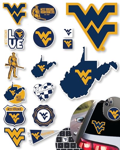 Image of WVU Stickers Decals Merchandise West Virginia Mountaineers Gifts Car 14 Pc
