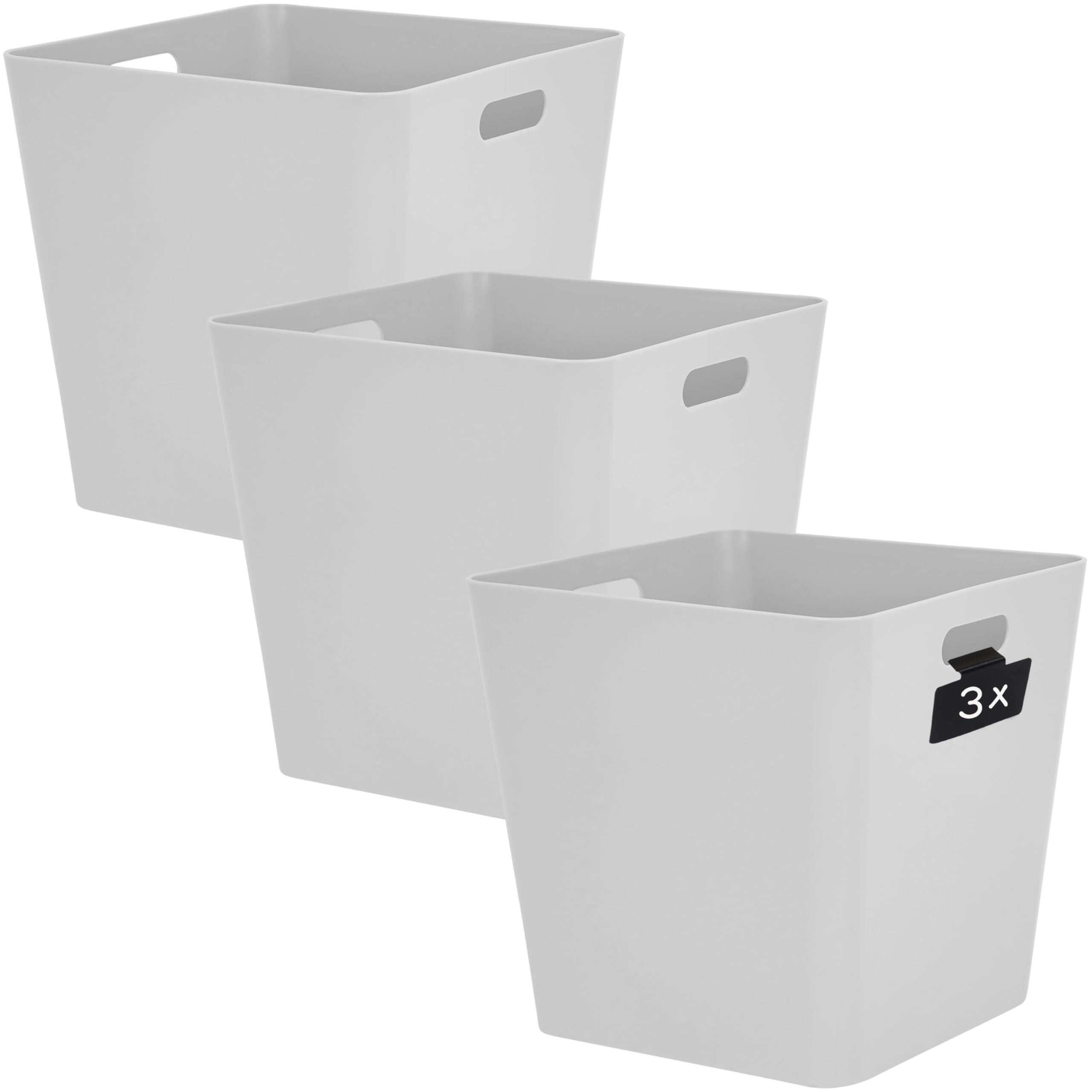 3 x Ordnungsbox Beschriftungsclips 30cm hoch grau 30x30cm Kunststoff Bad