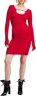 Damen, Langärmeliges Strickkleid Mit Logo, Bodycon-Passform