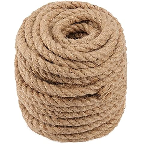 WONGWAI 100 Feet 1/2 Inch Thick Natural Jute Rope, Strong Hemp Rope, Twine Rope for Packaging, Bundling, Hanging, Gardening and DIY Decoration Cover