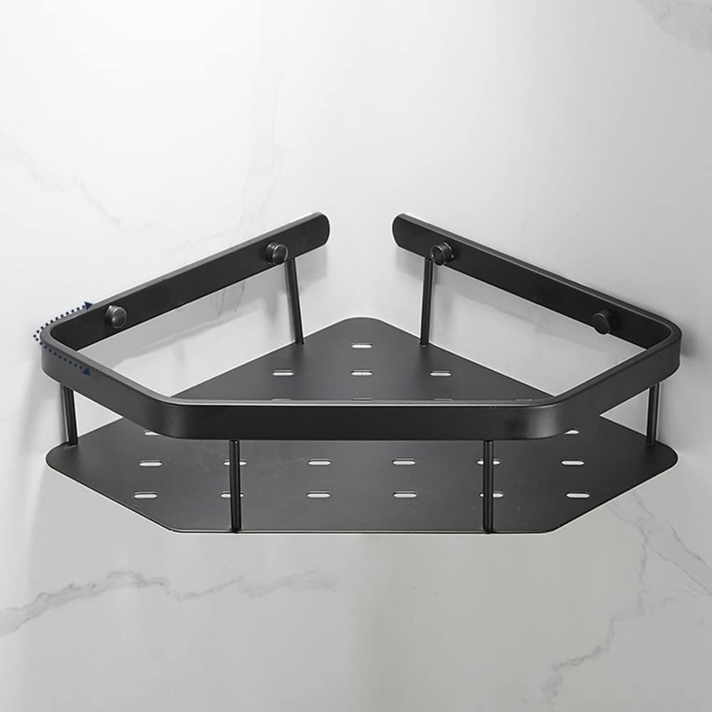 シャワーシェルフラック 北欧 フル銅製シャワールームシェルフ ブラック収納ラック 壁掛け式バスルームコーナー三角バスケットシャワーキ