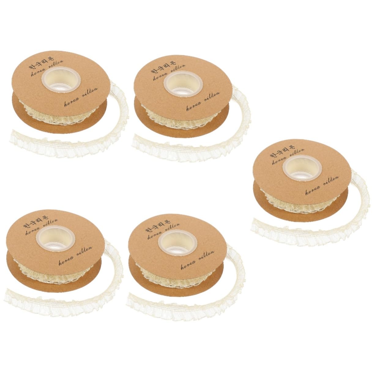 SHINEOFI 5rollos Ribete De Encaje De Tul Elástico Para Manualidades Metros Para Decoración De Ropa Boda y Accesorios De Moda