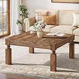 table carree bois massif avec rallonge Style Vintage : Conservant le grain et les nœuds naturels du bois, cette grande table basse s'harmonise parfaitement avec les styles champêtre et vintage. Le design unique de ses pieds irréguliers lui confère une touche à la fois rustique et élégante, en faisant une pièce maîtresse dans votre intérieur.
