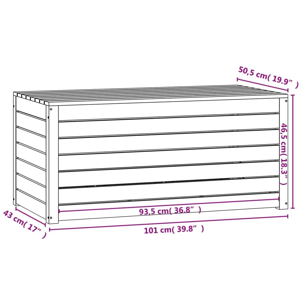 vidaXL Baúl de jardín Madera Maciza de Pino Blanco 101x50,5x46,5 cm, arcón de jardín, Muebles de jardín, Muebles de Exterior, Caja de jardín