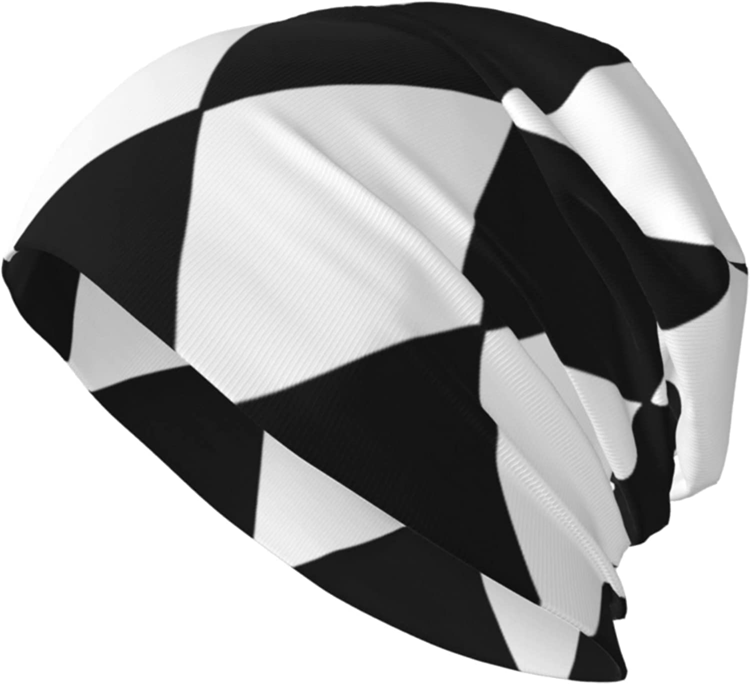 Harlequin Pattern Black and White Skullies Beanies Thin Bonnet Cap Autumn Casual Beanies Hat