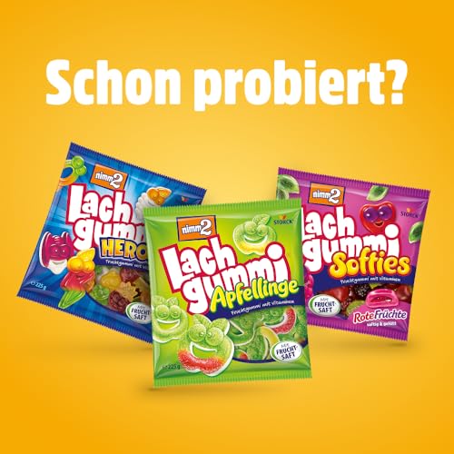 nimm2 Lachgummi Softies FruchtMix – 1 x 225g – Gefülltes Fruchtgummi mit Fruchtsaft und Vitaminen