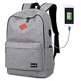 School Backpack, Lightweight Student Laptop Bookbag for Teen Boys Girls-Grey