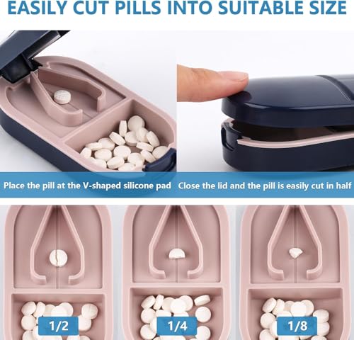 Image of DAZZLIQ Dual-Purpose Medicine Container Tablet Cutter for Small Tablets Medicine Piller Pill Cutter for Tablets of Any Size Medicine Box for Home Medicine Cutter for Pills Box Portable Pill Box BLUE