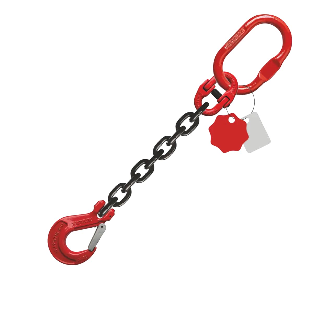 1-Strang Kettengehänge 10mm GK8 | 3150kg Tragfähigkeit | EN 818-4 | Lasthaken | Schwarz/Verzinkt | Made in Germany (1m - ohne Verkürzung schwarz)