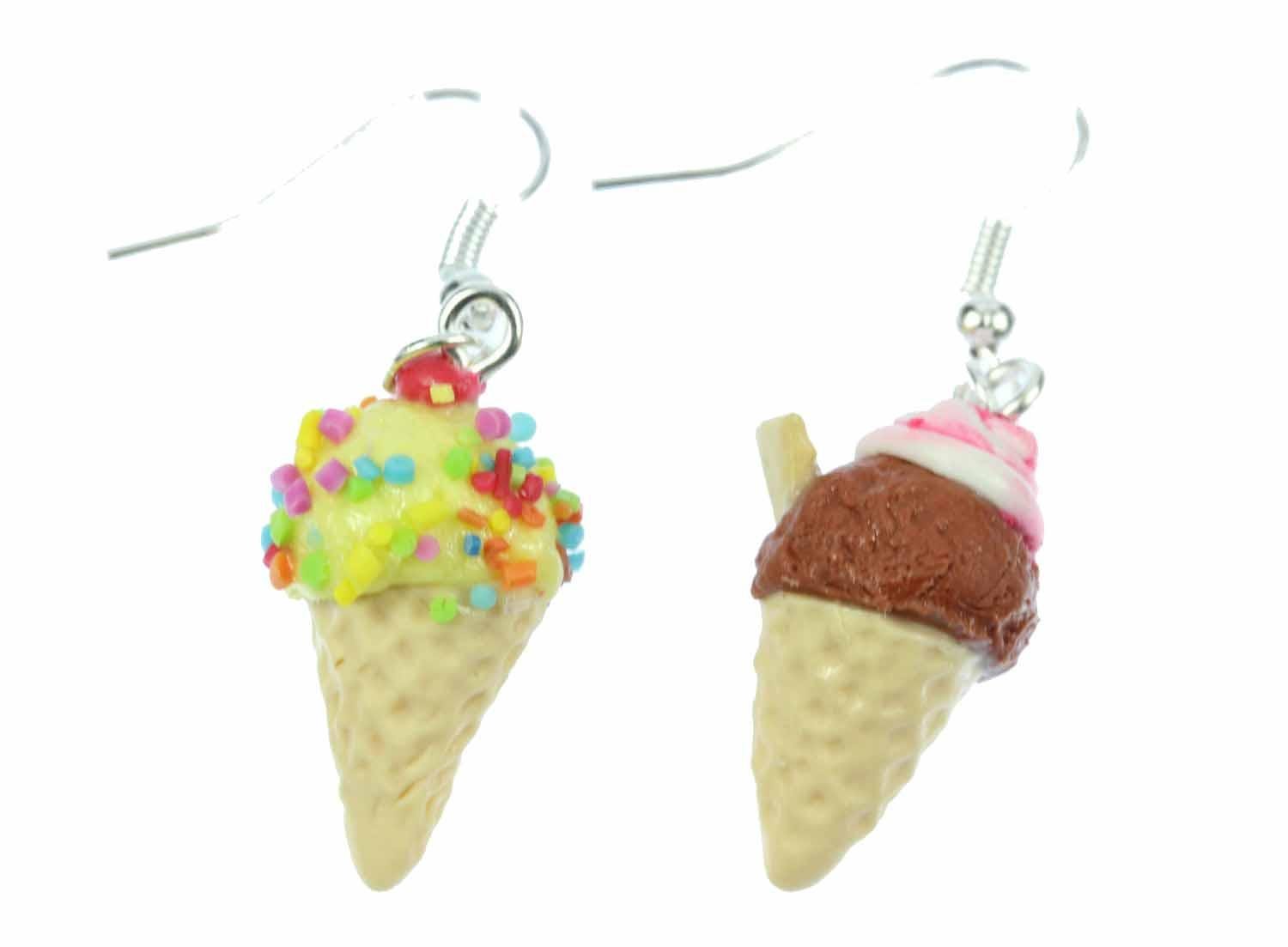 Miniblings gelato wafer ghiaccio Orecchini - Gioielli fatto a mano ho Waffeleis Kugeleis Glace 2 palle - orecchini