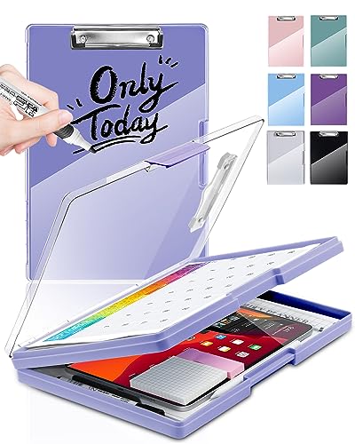 Clipboard with Storage, Nurse Dry Erase Clip Board, 8.5x11, Light Purple