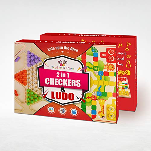 Image of Trinkets & More - 2 in 1 Chinese Checker Board & Ludo and Mikado Sticks Game (Combo) Premium Wooden Classic Board Game for Adults and Kids Superb Family Office Picnic Toys 3+ Years (2 in 1 + Mikado)