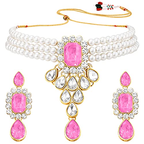 Image of Peora Crystal Faux Pearl Jewellery Gift Set for Women