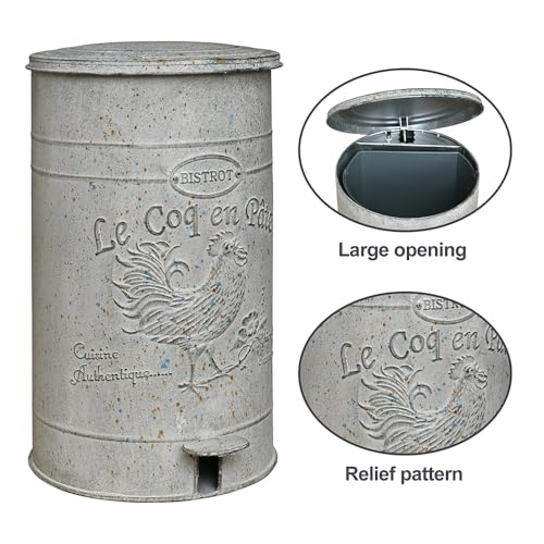 Image of Outdoor Dog Poop Trash Can with Lid-15L /4 Gal,Commercial Outdoor Retro Metal Garbage Can with Foot Pedal,Perfect for Shopping Mall,Office,Pets Park,Backyard