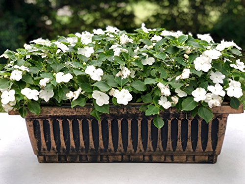 Sapphire Usa 2 Pack Combo Rustic Metal Look Plastic Rectangle Planter With Pre Drilled Hole For Use In Garden Patio Office Ornament Home Décor Long Lasting Reusable Lightweight (14 Inches, Copper) #TOP4