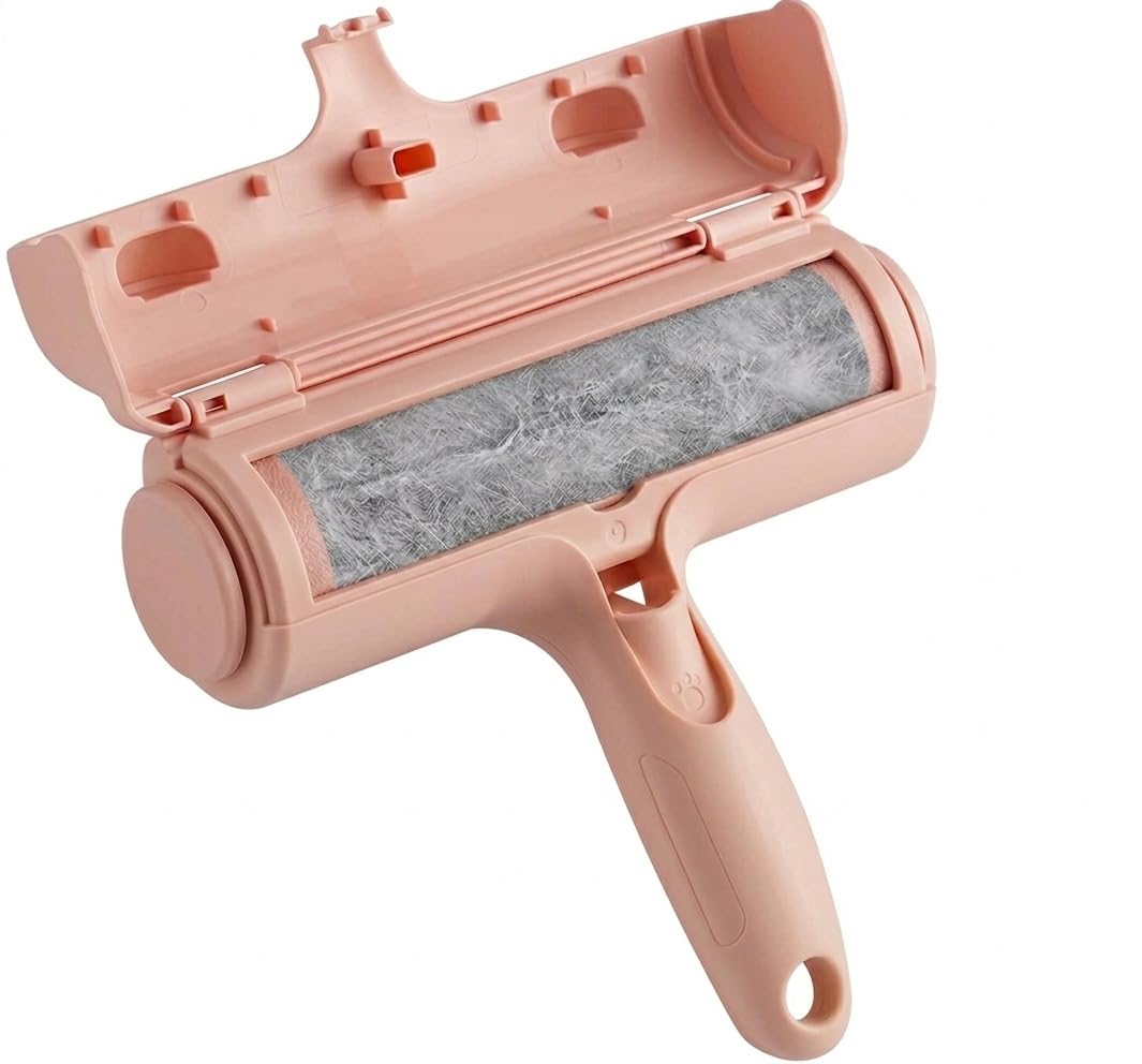 Pet Hair Remover Reusable Pink | Dog and Cat Hair Remover Roller for Sofas, Carpets, Clothes and Beds - Self Cleaning Fur Remover Brush