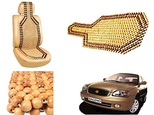 Image of Car Bead Seat Wooden Beads Cushion Cover Pad for Maruti Suzuki Baleno, Acupressure Sitting Seat Cover | Cream Color - Pack of 1