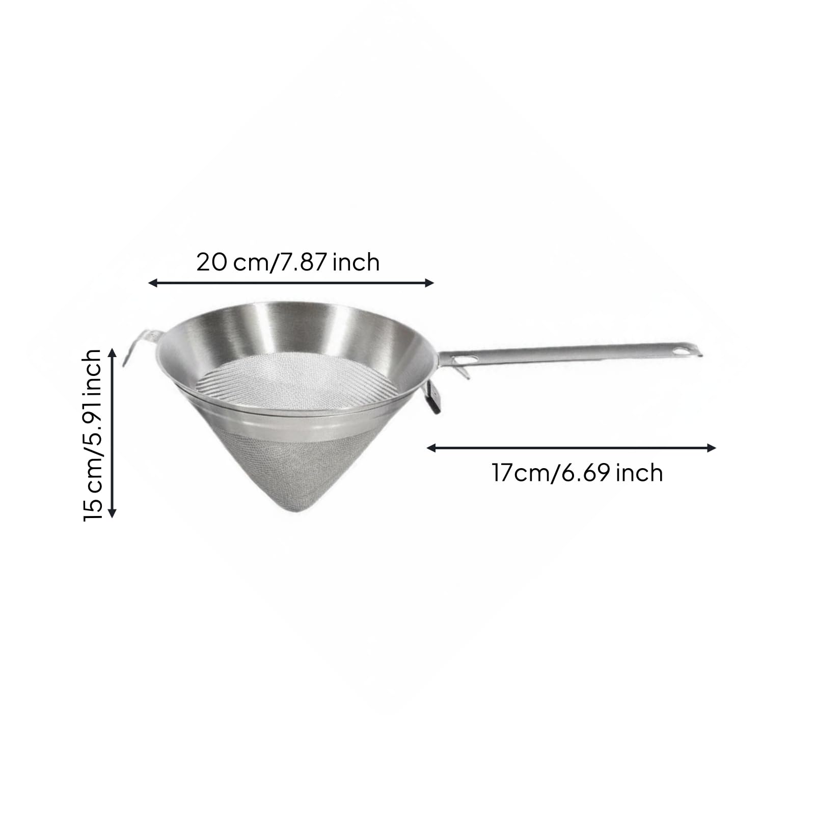 Colcolo Imbuto da Cucina in Acciaio Inossidabile Dotato di Rete Filtrante Integrata E Manico Allungato Ideale per Versare Succhi Senza Impurità Adatto per Cucina Catering, 20cm
