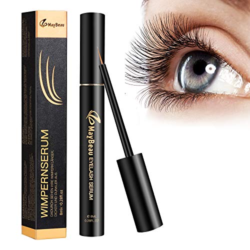 MayBeau 8ML Wimpernserum Augenbrauenserum für Stärkeres und Schnelles Wimpernwachstum Wimpern Booster Natürliche Wimpernverlängerung Augenbrauen Serum für Mehr Länge Dichte Eyelash