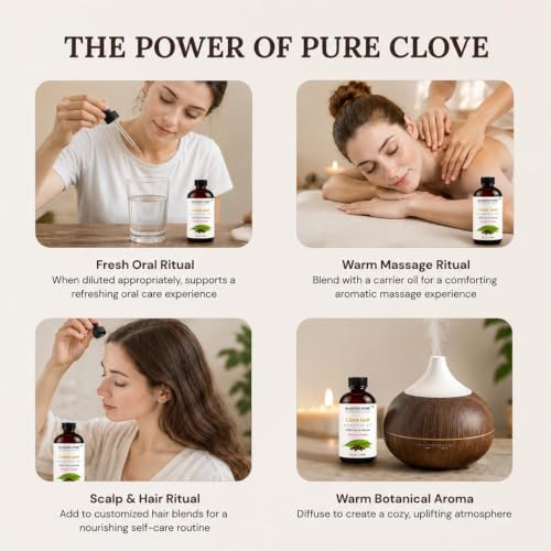 Image of Majestic Pure Clove Essential Oil for Diffuser - 4 Fl Oz | 100% Pure & Natural Essentials Oils for aromatherapy, massage blends and DIY home fragrance projects and room sprays