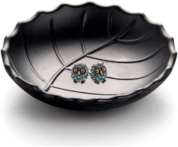 Binoster Black ring jewellery tray organiser tray, dresser decor key flat jewellery bowl decorative oval dish