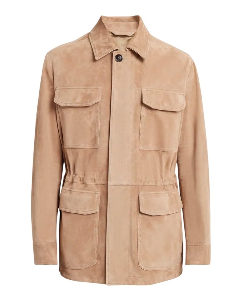 ESSAK Premium Suede Safari Field Coat for Men – Men's Classic Field Style Suede Coat – Soft Leather Field Coat