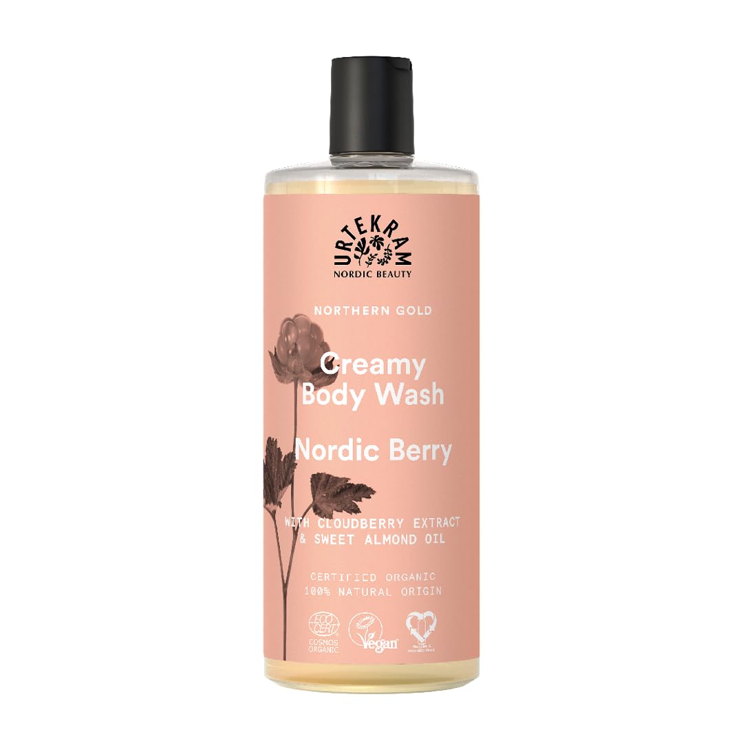 Urtekram Nordic Berry Body Wash, Creamy Shower Gel with Almond Oil & Cloudberry, Nourishing & Moisturizing for Soft Skin