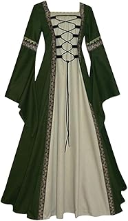 KonJim Womens Medieval Renaissance Costume Cosplay Victorian Vintage Retro Gown Long Dress Medieval Irish Over Dress Cosplay Victorian Vintage Retro Gown Long Dress