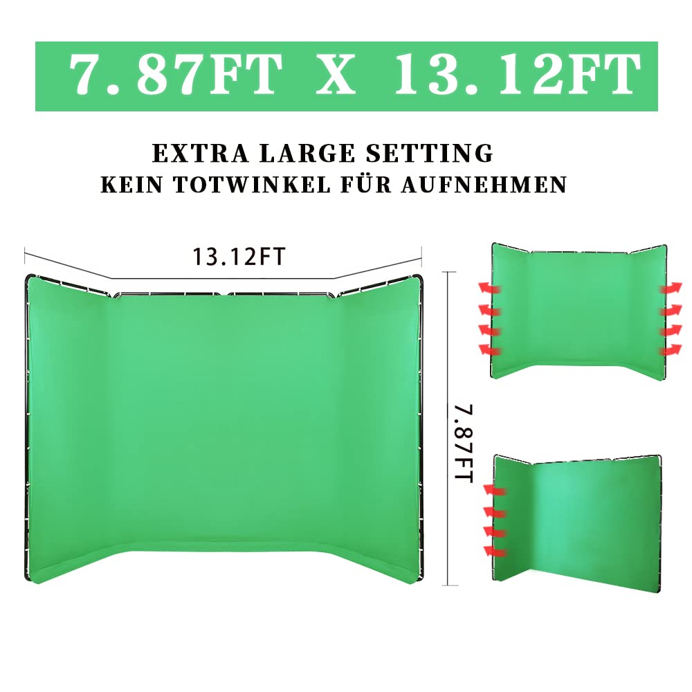 7,87 ftx 13,12 ft portatile grande sfondo verde, sistema di supporto per foto studio video, trasmissioni live, feste, palcoscenici