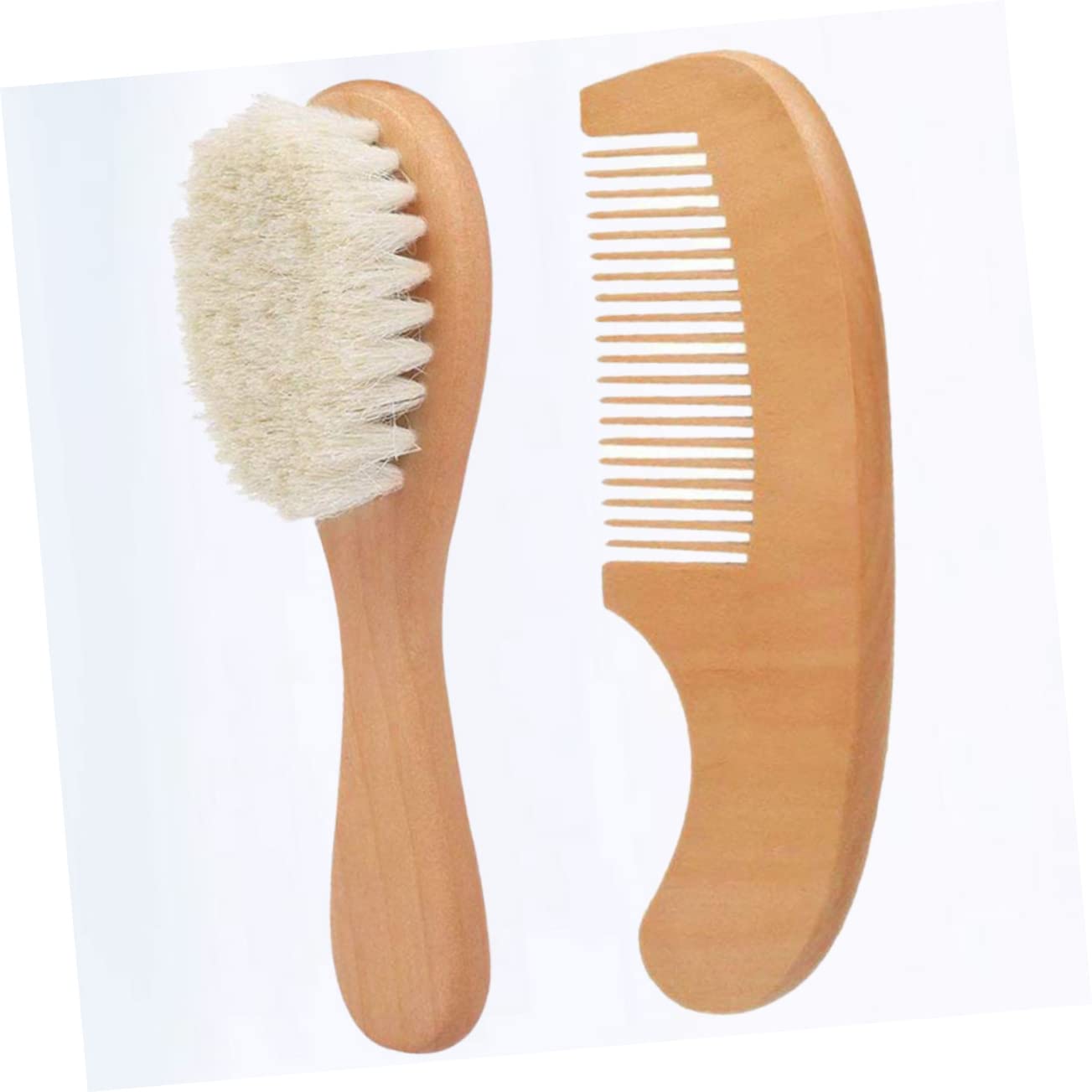 Angoily Baby Hair Comb Brush Set Wooden Handle Soft Brush Bathing Brush for Boys and Girls New and Sk