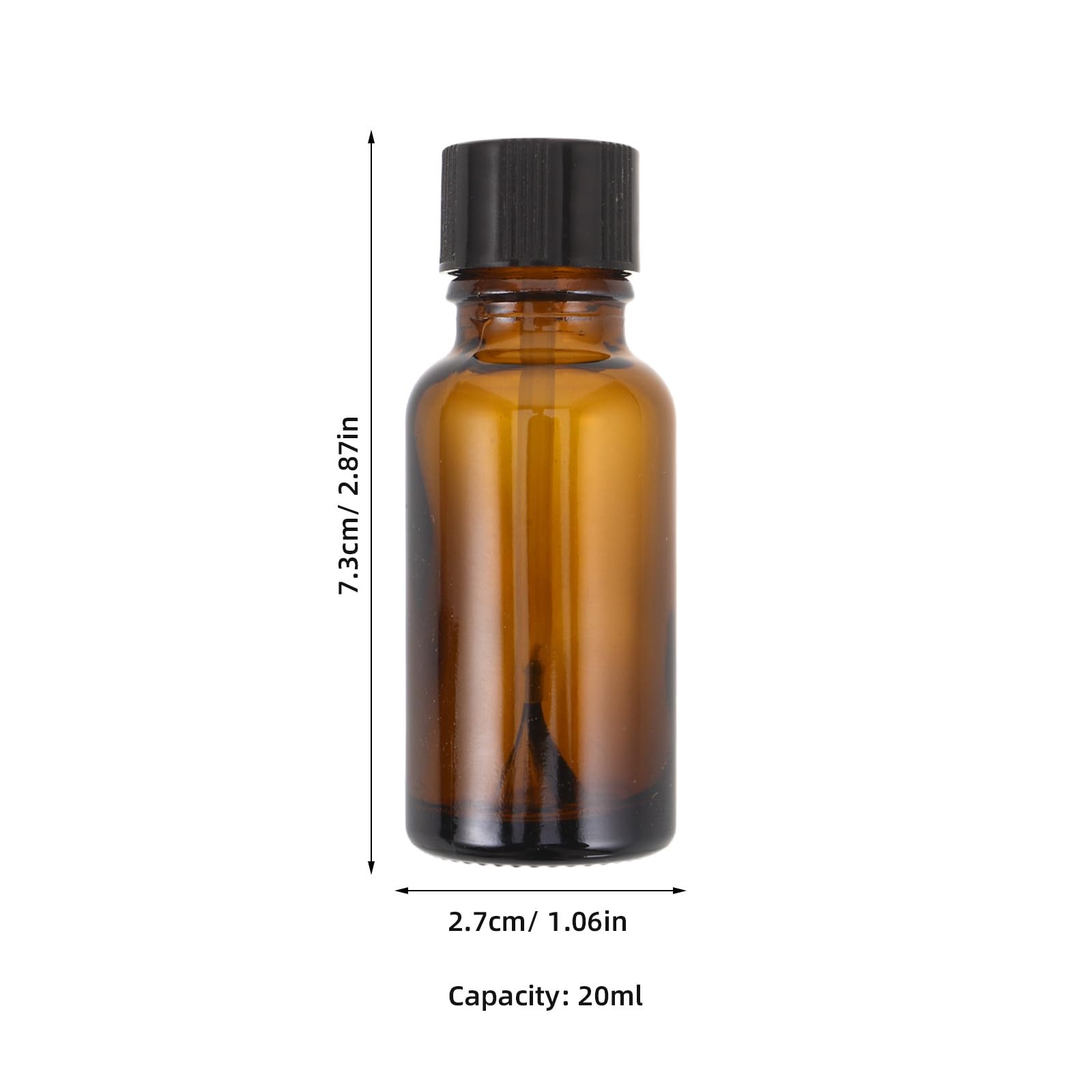 GLEAVI 20 frascos de vidrio ámbar con tapa para laboratorio, rellenables, para aceites esenciales, para muestras de laboratorio, contenedores para manicura y bricolaje, para almacenamiento de