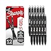 Sharpie S-Gel, Gel Pens, Drawing Pens, Gel Ink Pens For Journaling, Writing Pens, Coloring Pens, Medium Point Pens (0.7Mm), Black Barrel, Black Gel Ink, 12 Count