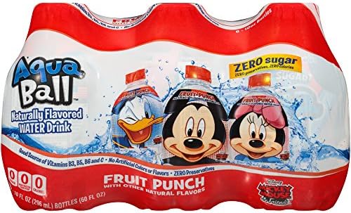 AquaBall Naturally Flavored Water Drink, Fruit Punch, 10 Ounce