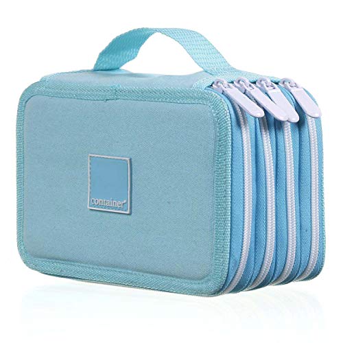 Dermiwil Estojo Soft 4 Divisões c/ Alça de Mão Container Colors Luxo Light, Azul Claro