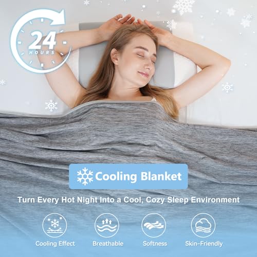 Qutool Kühldecke, 2-in-1 Doppelseitige Sommerdecke mit Arc-Chill Kühlfasern, Leichte Kühldecken Zum Schlafen, Kühlende Bettdecke Geeignet für Schlaf, Sofa & Reisen - Grau, 150x200cm