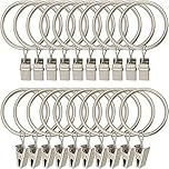 Gerhannery 30 Pack RingsCurtain Clips Strong Metal Decorative Drapery Window Curtain Ring with Clip Rustproof Vintage Compatible with up to 1 inch Drapery Rod Black (Silver)