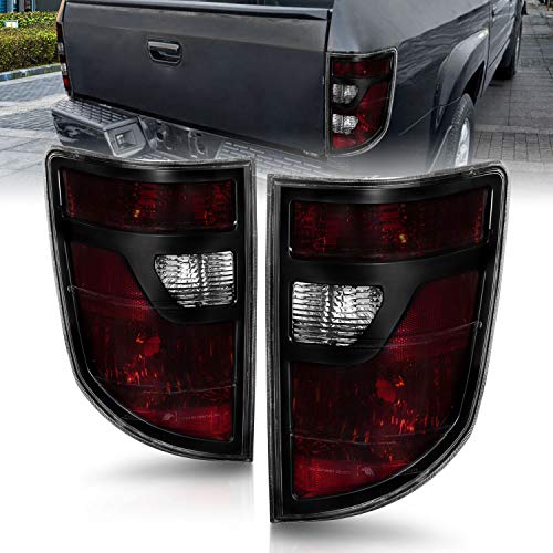 AmeriLite for 2006-2008 Honda Ridgeline Black Bezel Midnight Red OE-Style Replacement Tail Light Assembly - Driver and Passenger Side