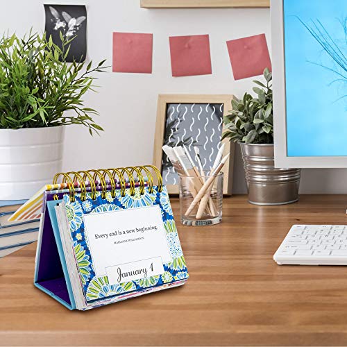 Motivational & Inspirational Perpetual Daily Flip Calendar Self-Standing Easel (Rainbow Stripe) #TOP4