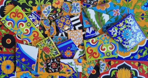 Image of Shiv Kripa Blue Pottery Home Decorative Broken Ceramic Blue Pottery Mexican Tile for Murals and Mosaics, (Pack of 500 Grams) New! Best Deal!
