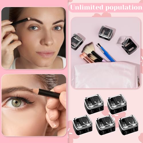 Image of 5 Pcs Cosmetic Pencil Sharpener, Eyeliner Sharpener Makeup Sharpener Small Lip Pencil Sharpener Manual Cosmetic Pencil Sharpener for Eyeliner Lip Liner Pencils (Black)