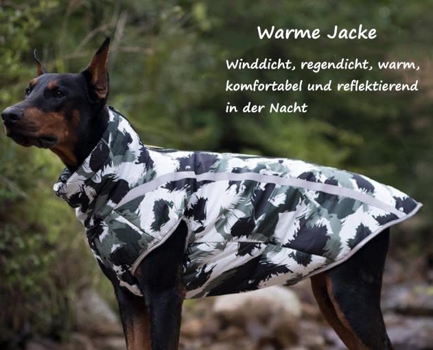 Voarge Winddicht Hundemantel Winter, Reflektierender Streifen Design, Wasserdichter Hundeweste Winddichte Haustierkleidung Einteiler für Hunde, für Kaltes Wetter (XL)