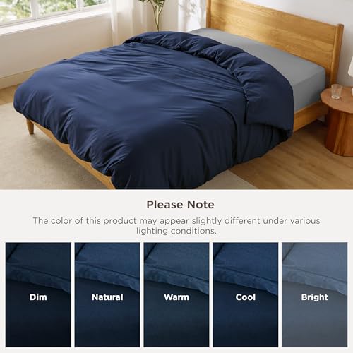 Image of Bedsure Duvet Cover King Size - Only Includes 1 Duvet Cover (104 inchx90 inch), Hotel Luxury Soft Double Brushed All Season Bedding for Kids & Adults, Zipper Closure, Navy Blue (No Comforter, No Pillow Shams)